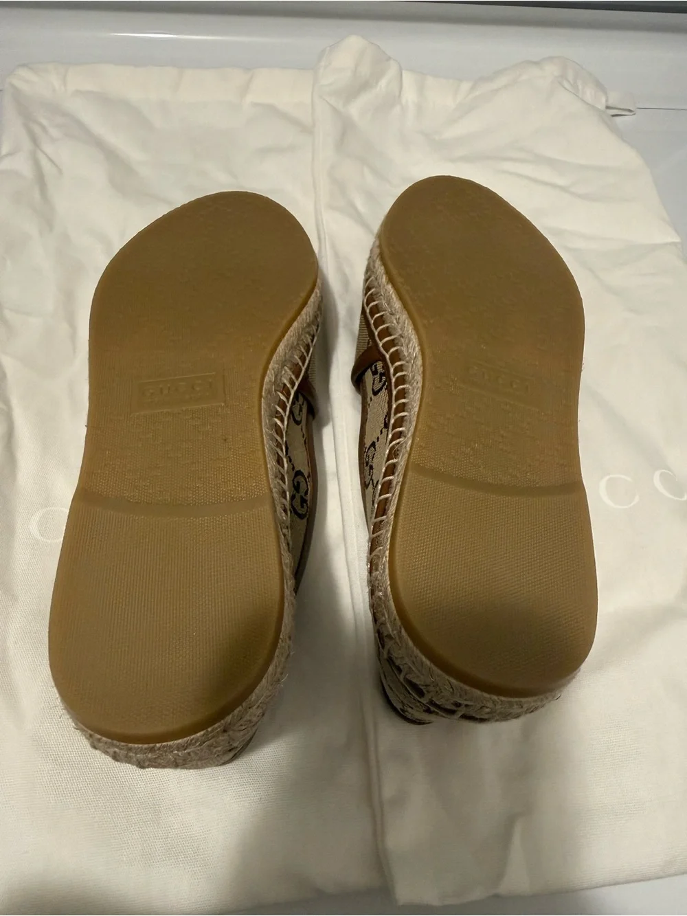 Gucci Beige Brown GG Canvas Horsebit Slip-On Loafers